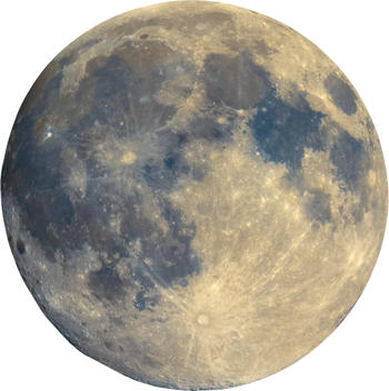 Full Moon Seen with Telescope, Enhanced Colours Transparent Back